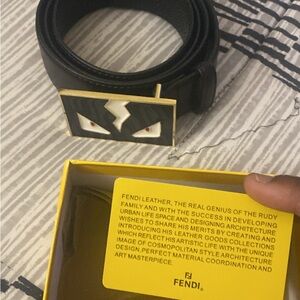Fendi Black Leather Belt with Iconic Buckle